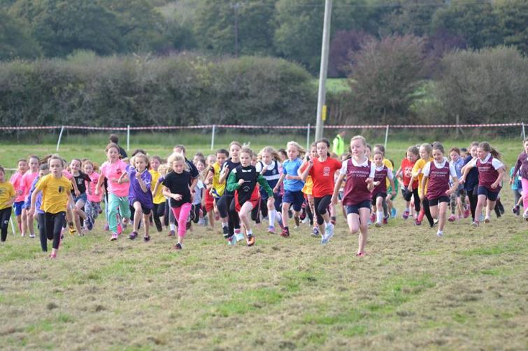 Year 4 Girls race against each other at this years Pembrokeshire Primary Schools Cross Country Championships held at Oakwood.